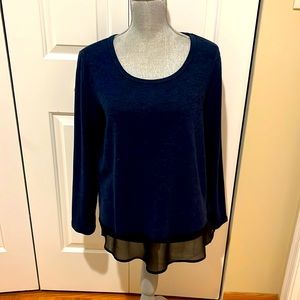 Sweater top with sheer bottom panel Sz PL
